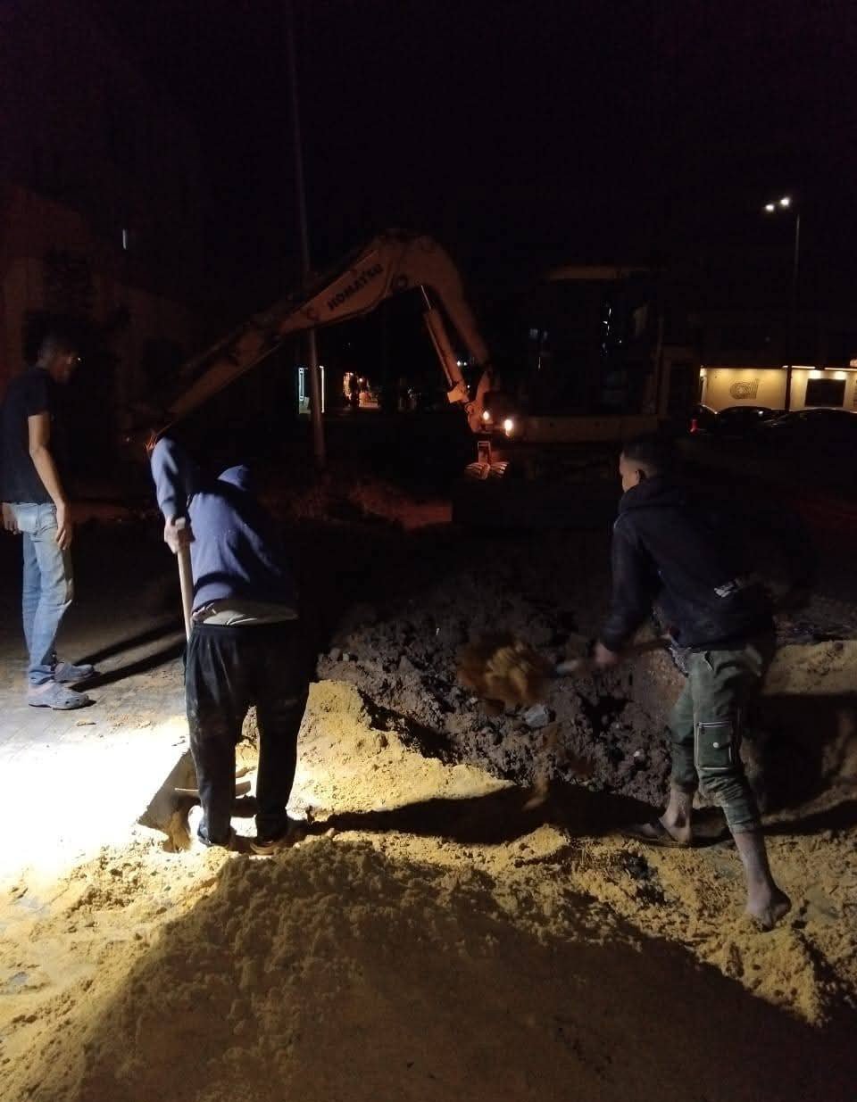 إصلاح كسر ماسورة مياة أمام النادي الاوليمبي الإسكندرية